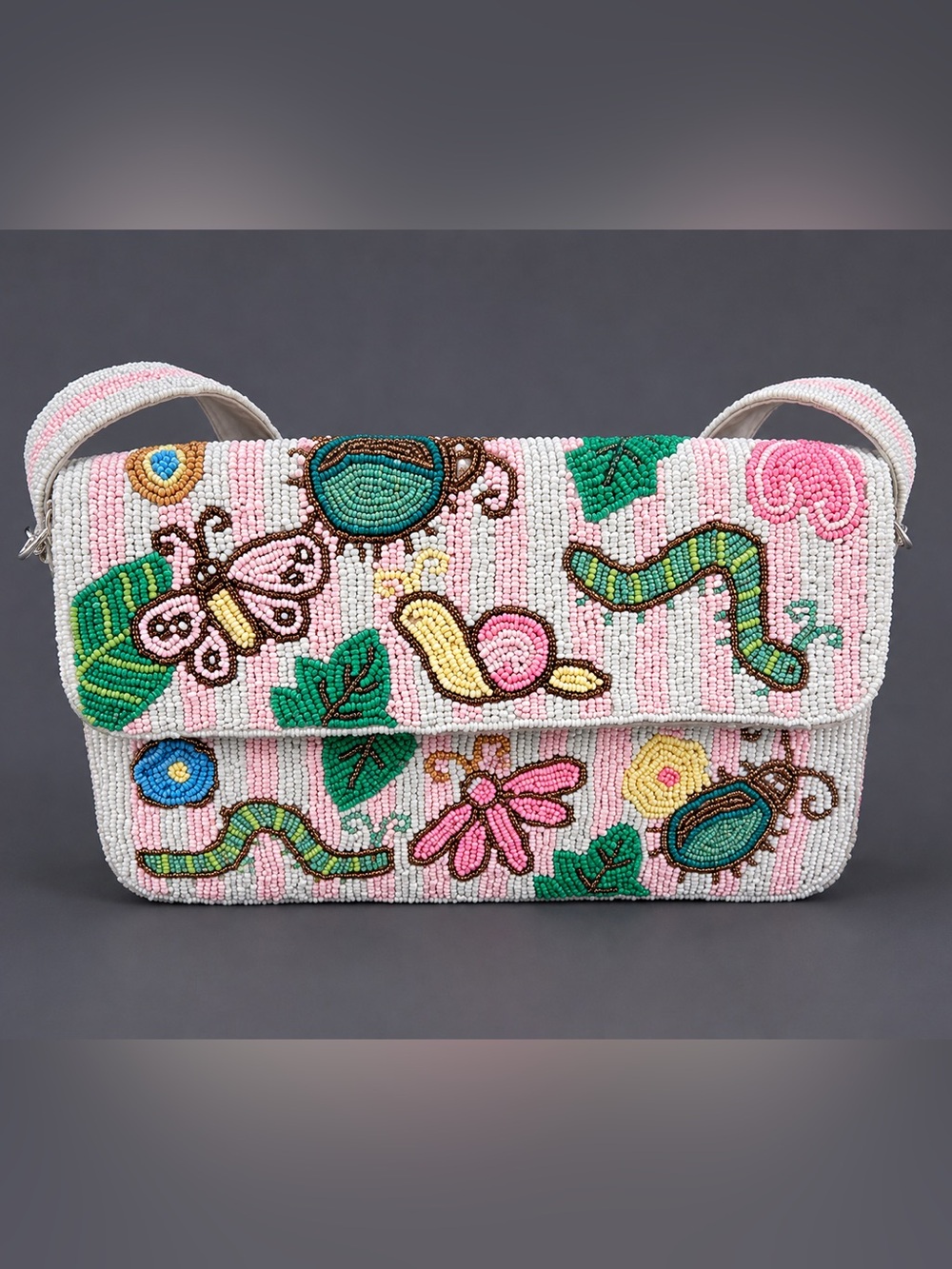 VIRAL RARE CATERPILLER BEADED BAG WITH BAG CHARM - Picture 2 of 5